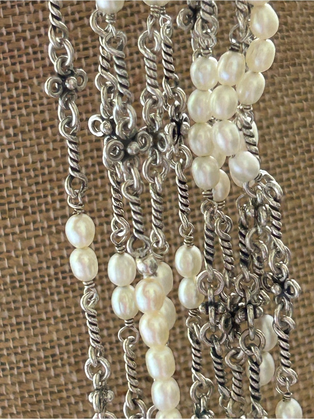 Silpada Sterling Silver flower Multi-Strand Pearl choker retired - Picture 8 of 8